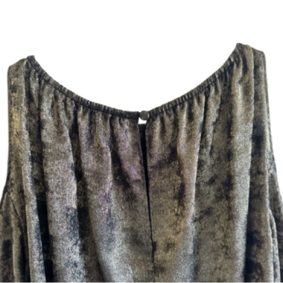 1.State Gold Black Metallic Cold-Shoulder Long-Sleeve Blouse Top Medium Y2K - Picture 8 of 10